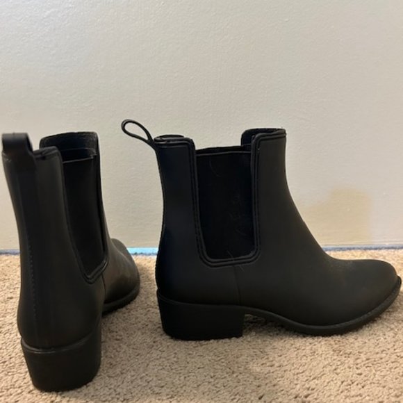 JEFFREY CAMPBELL Hydra Platform Chelsea Rain Boots Black Matte Rubber Women's - Picture 1 of 1